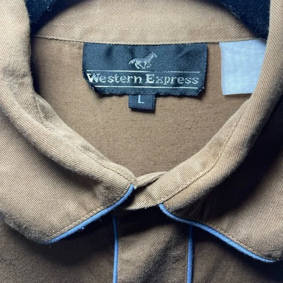 Western Express Men’s Brown Rodeo bullrider Embroidered shirt in L - Picture 7 of 9